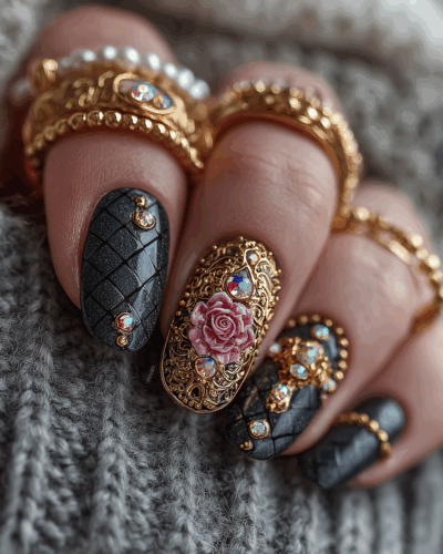Nail piercings, rhinestones, charms, and decals are making a comeback. Nail jewelry adds texture and flair, turning your nails into a full accessory. You can go subtle with a single charm or go all in with a full decorated set. It’s a fun way to show off your personal style.
